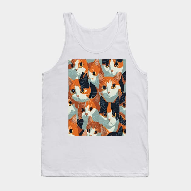 Colorful Cat Pattern Tank Top by Banyu_Urip